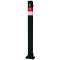 Barrier post | Black - Line | 70 x 70 mm | foldable, self-engaging lockto be fixed by plugs, with base plate 100 x 150 mm | with Euro profile cylinder lock and three keys